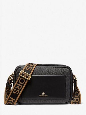 Dámské Crossbody Kabelky Michael Kors Maeve Large Logo And Faux Læder Černé | 510672-STH