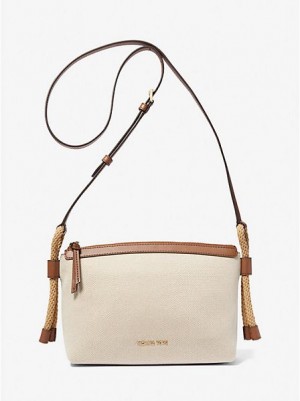 Dámské Crossbody Kabelky Michael Kors Talia Medium Bavlněné Platene Béžový | 174390-YDO