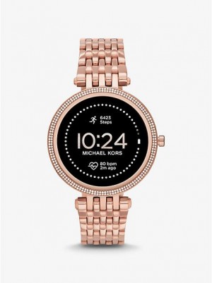 Dámské Hodinky Michael Kors Gen 5e Darci Pave Smart Růžové Zlaté | 582610-OAE