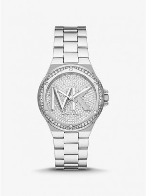 Dámské Hodinky Michael Kors Lennox Pave Logo Stříbrné | 803274-ONV