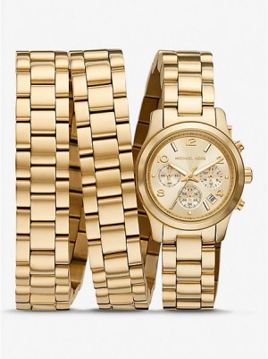 Dámské Hodinky Michael Kors Limited-edition Runway 18k Stainless Steel Wrap Zlaté | 701934-HDR