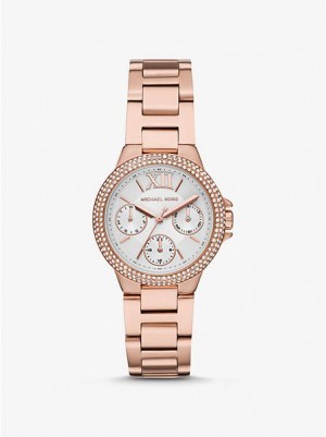 Dámské Hodinky Michael Kors Mini Camille Pave Růžové Zlaté | 628419-JBK