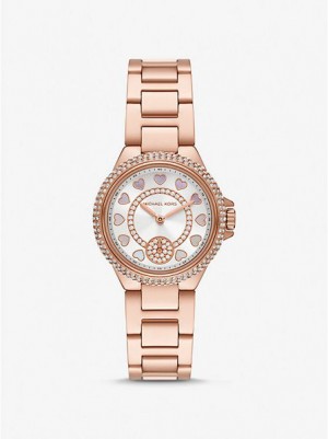 Dámské Hodinky Michael Kors Mini Camille Pave Růžové Zlaté | 382549-SRU