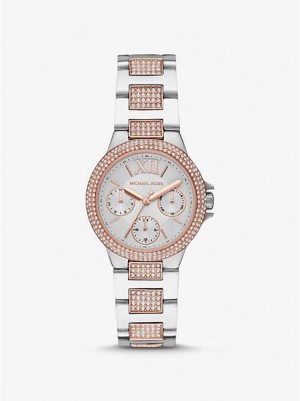 Dámské Hodinky Michael Kors Mini Camille Pave Stříbrné Růžové | 846321-VBA