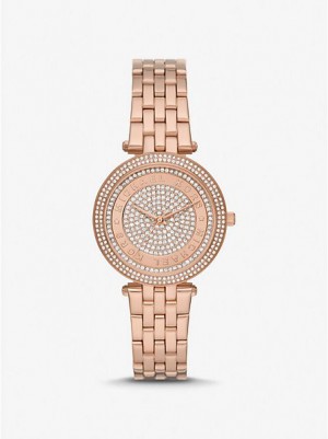 Dámské Hodinky Michael Kors Mini Darci Pave Růžové Zlaté | 281976-LCY