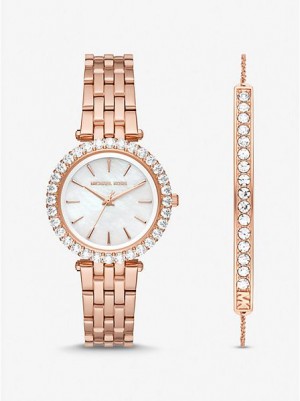 Dámské Hodinky Michael Kors Mini Darci Pave Růžové Zlaté | 631054-YLC