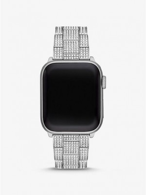 Dámské Hodinky Michael Kors Pave Páskové For Apple Stříbrné | 134957-UIK