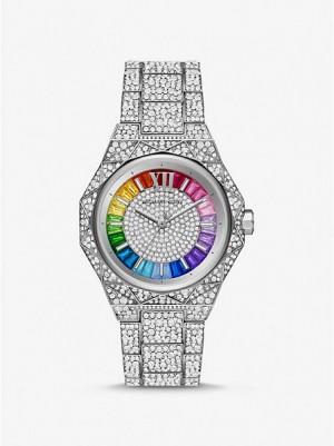 Dámské Hodinky Michael Kors Pride Limited-edition Oversized Raquel Rainbow Pave Stříbrné | 185760-GWV