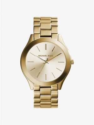 Dámské Hodinky Michael Kors Slim Runway Stainless Steel Zlaté | 516732-CWF