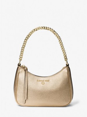 Dámské Kabelky Přes Rameno Michael Kors Jet Set Charm Small Metallic Pebbled Læder Zlaté | 239546-AOB