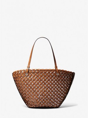 Dámské Přebalovací Tašky Michael Kors Isabella Medium Hand-woven Læder Hnědé | 764183-YEV