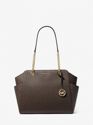 Dámské Přebalovací Tašky Michael Kors Jacquelyn Medium Logo Čokolády | 257381-NSH