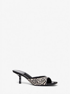 Dámské Sandály Michael Kors Anita Ocelot Print Calf Hair Bílé | 928567-CUE