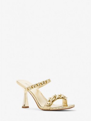 Dámské Sandály Michael Kors Clara Embellished Metallic Snake Embossed Læder Zlaté | 365027-HPV