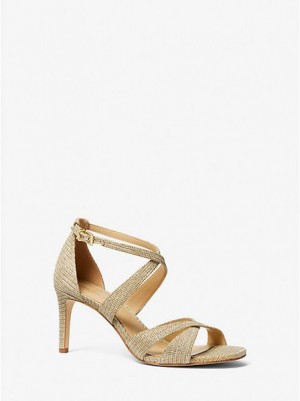 Dámské Sandály Michael Kors Kinsley Glitter Chain-mesh Zlaté | 073692-YWR