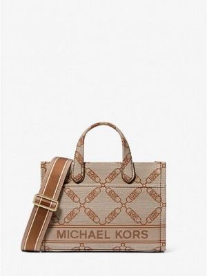 Pánské Messenger Taška Michael Kors Gigi Small Empire Logo Jacquard Béžový | 149087-UJW