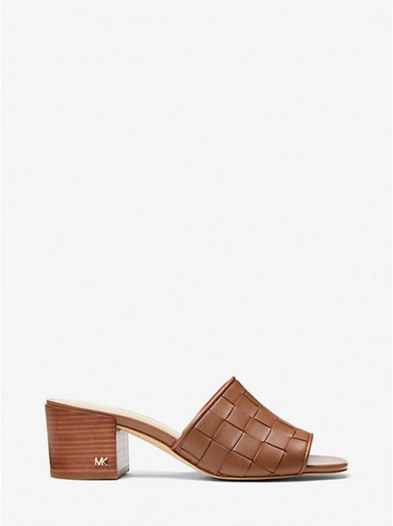 Dámské Boty Mules Michael Kors Ingrid Woven Læder Hnědé | 245639-DWL