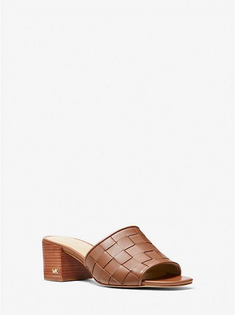 Dámské Boty Mules Michael Kors Ingrid Woven Læder Hnědé | 245639-DWL