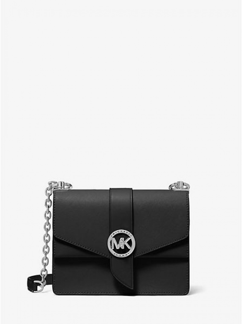 Dámské Crossbody Kabelky Michael Kors Greenwich Small Saffiano Læder Černé | 963027-JQT