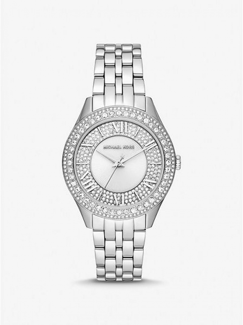 Dámské Hodinky Michael Kors Harlowe Pave Stříbrné | 740321-HLI