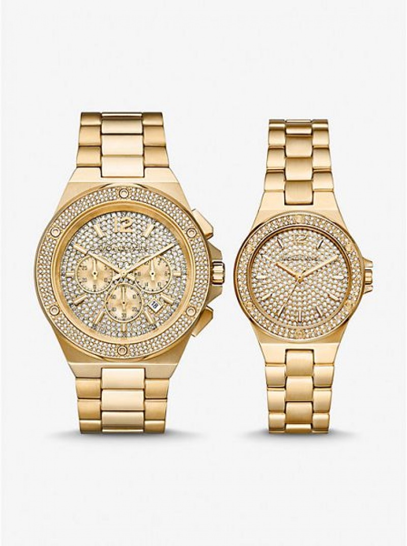 Dámské Hodinky Michael Kors Lennox His And Hers Pave Zlaté | 496587-KWV