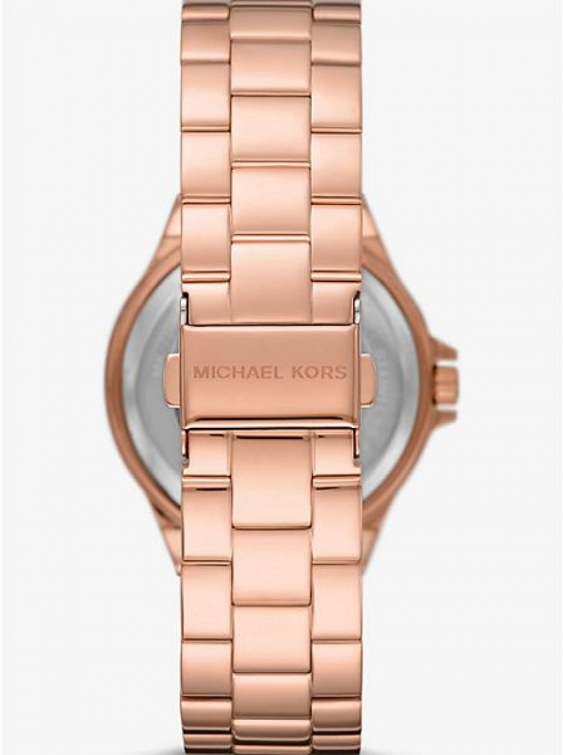 Dámské Hodinky Michael Kors Lennox Pave Logo Růžové Zlaté | 069725-MWA