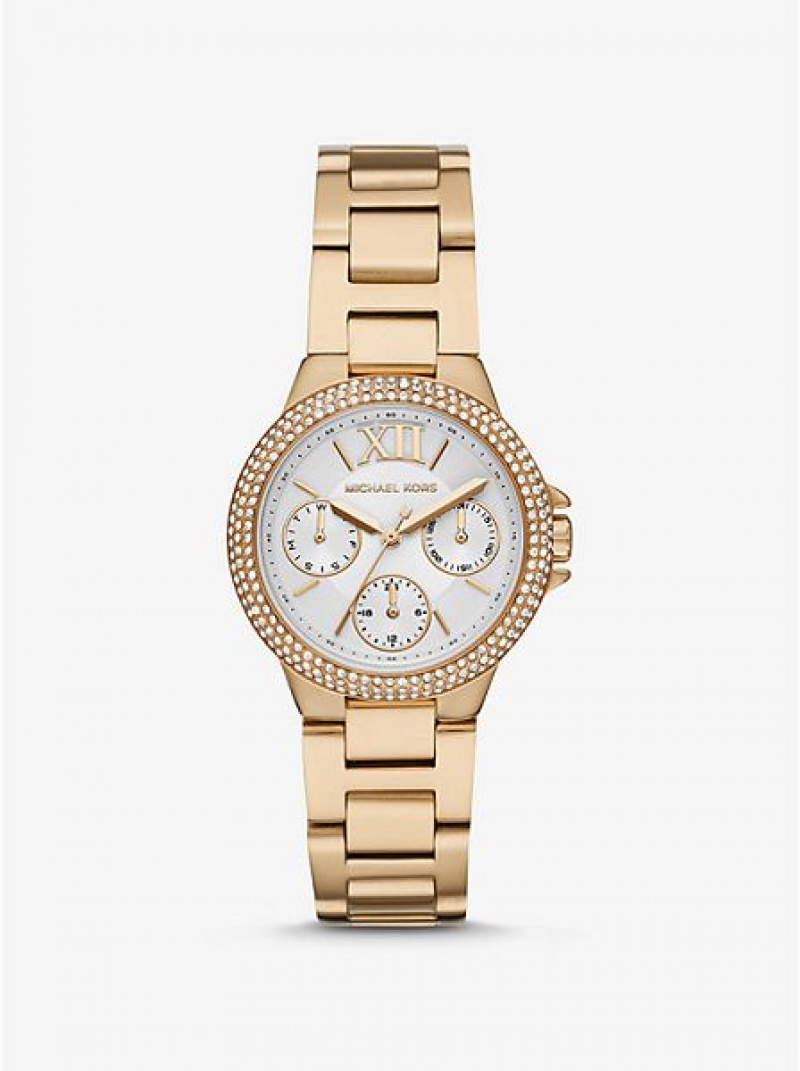 Dámské Hodinky Michael Kors Mini Camille Pave Zlaté | 587129-JWK