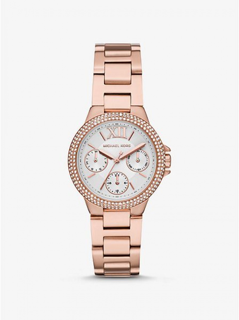 Dámské Hodinky Michael Kors Mini Camille Pave Růžové Zlaté | 628419-JBK