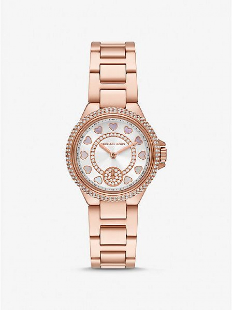 Dámské Hodinky Michael Kors Mini Camille Pave Růžové Zlaté | 382549-SRU