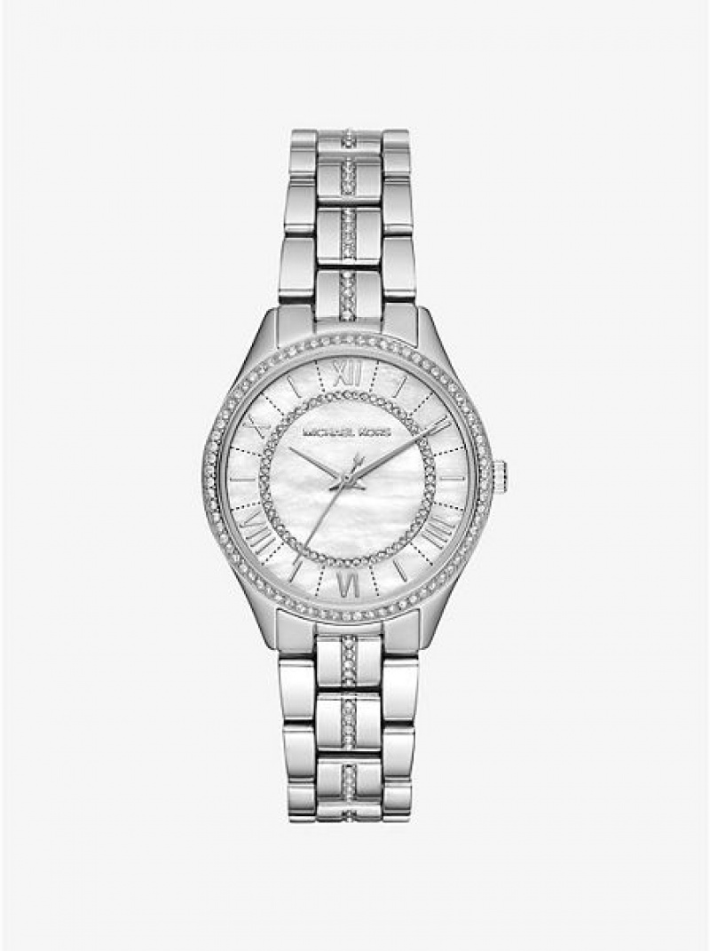 Dámské Hodinky Michael Kors Mini Lauryn Pave Stříbrné | 159807-IGP