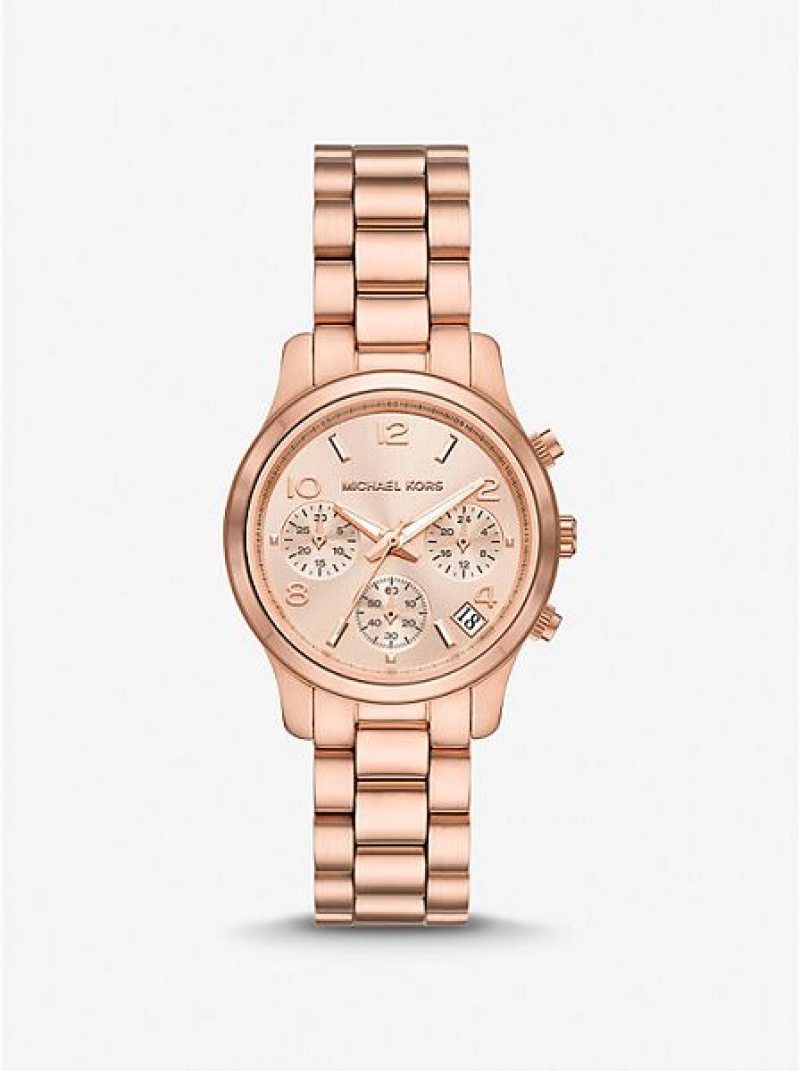 Dámské Hodinky Michael Kors Mini Runway Růžové Zlaté | 983026-TNQ