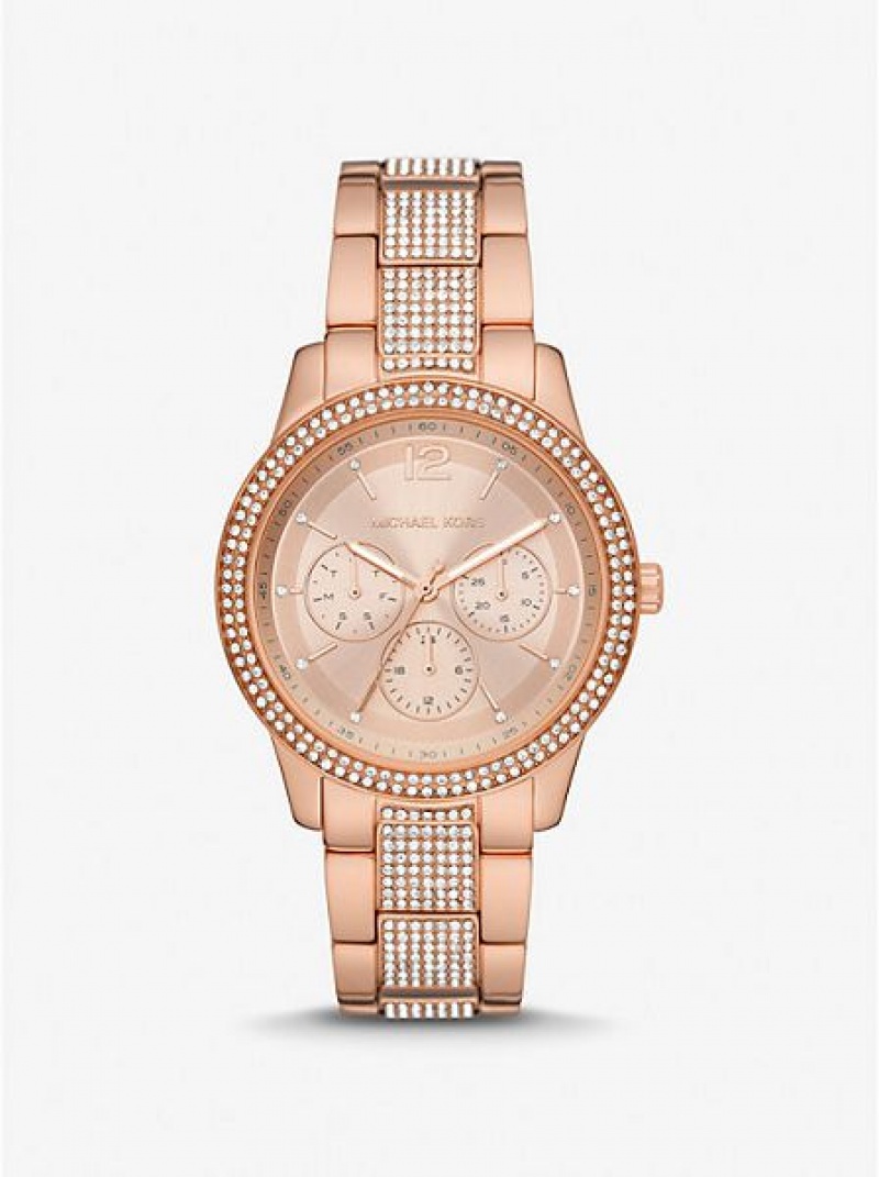 Dámské Hodinky Michael Kors Oversized Tibby Pave Růžové Zlaté | 314278-UQY