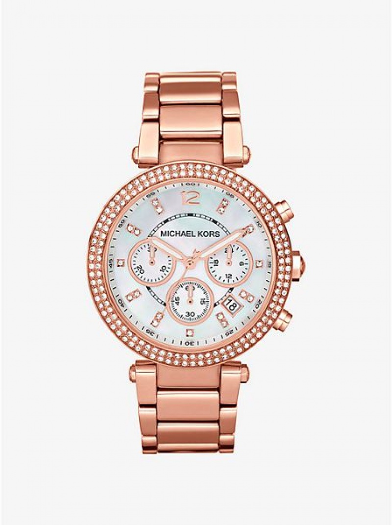 Dámské Hodinky Michael Kors Parker Růžové Zlaté | 659408-ZRC