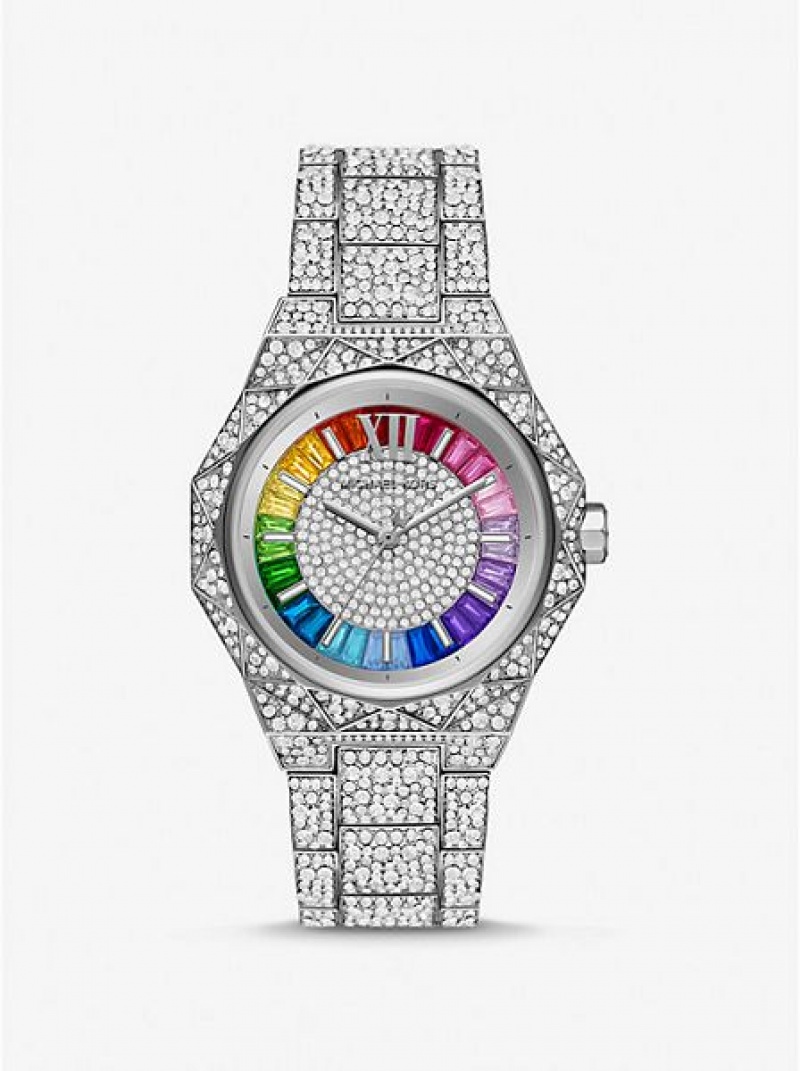 Dámské Hodinky Michael Kors Pride Limited-edition Oversized Raquel Rainbow Pave Stříbrné | 284359-PUO