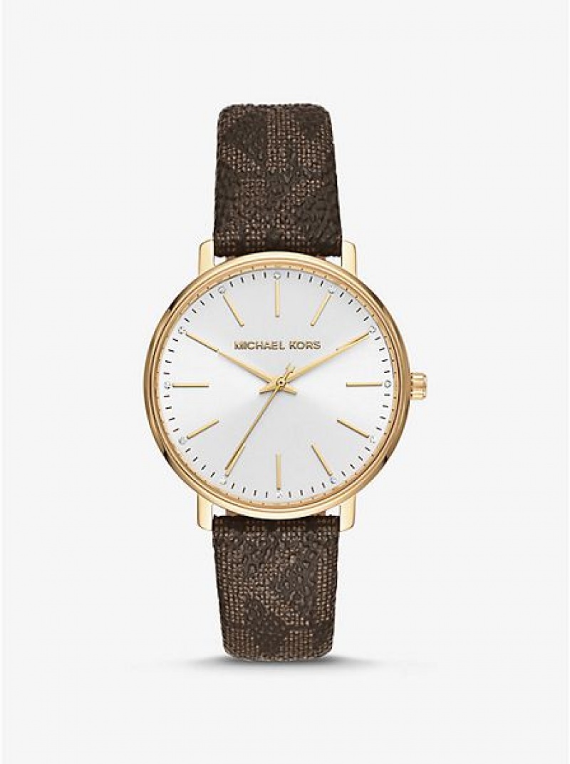 Dámské Hodinky Michael Kors Pyper Logo Zlaté | 146385-TQA