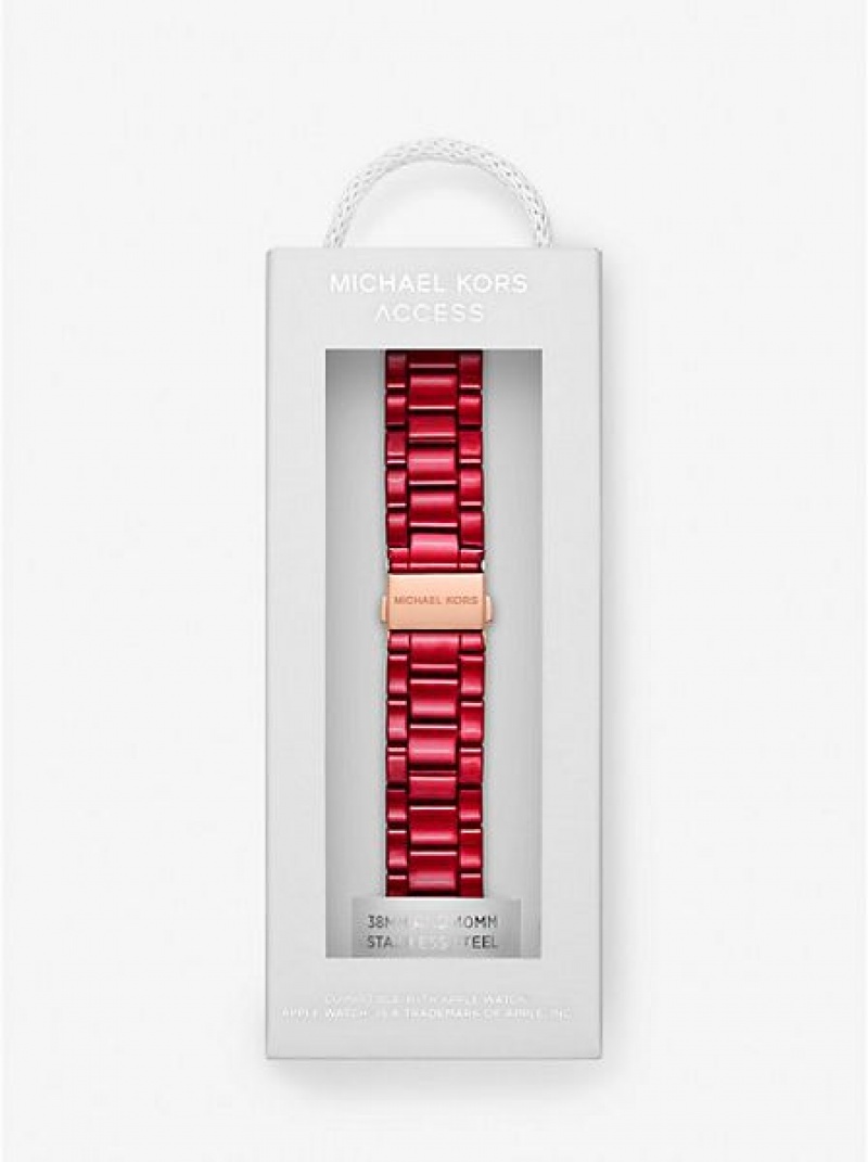 Dámské Hodinky Michael Kors Red-coated Stainless Steel Páskové For Apple Červené | 472301-QCN