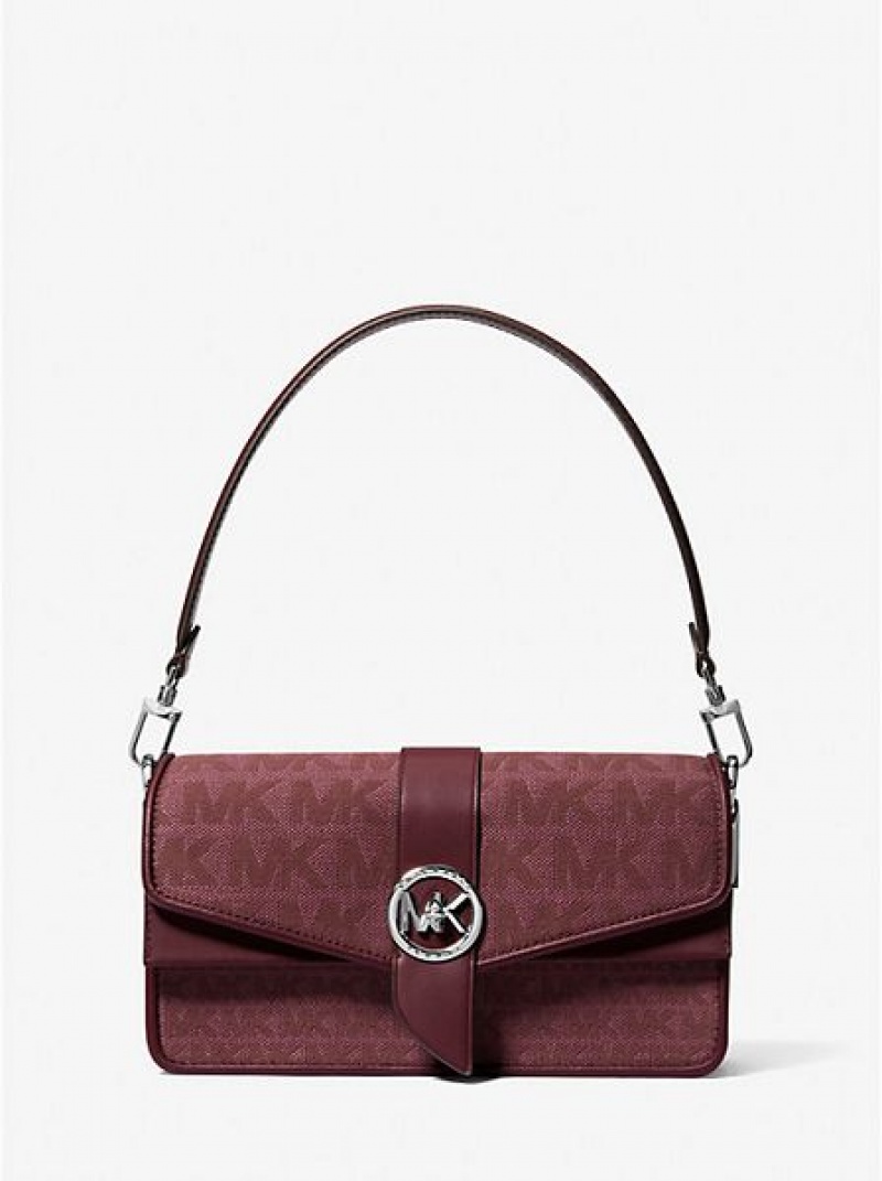 Dámské Kabelky Přes Rameno Michael Kors Greenwich Medium Logo Jacquard Vínové | 256478-TER