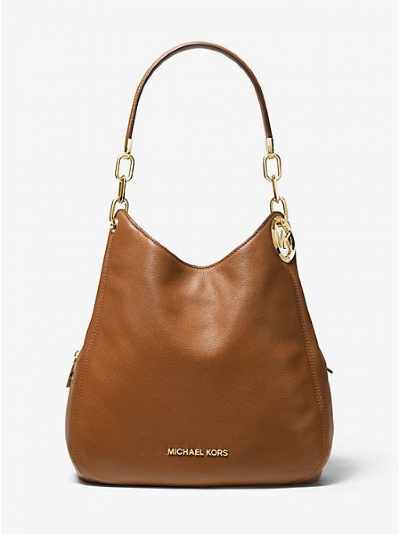 Dámské Kabelky Přes Rameno Michael Kors Lillie Large Pebbled Læder Hnědé | 214659-XRZ