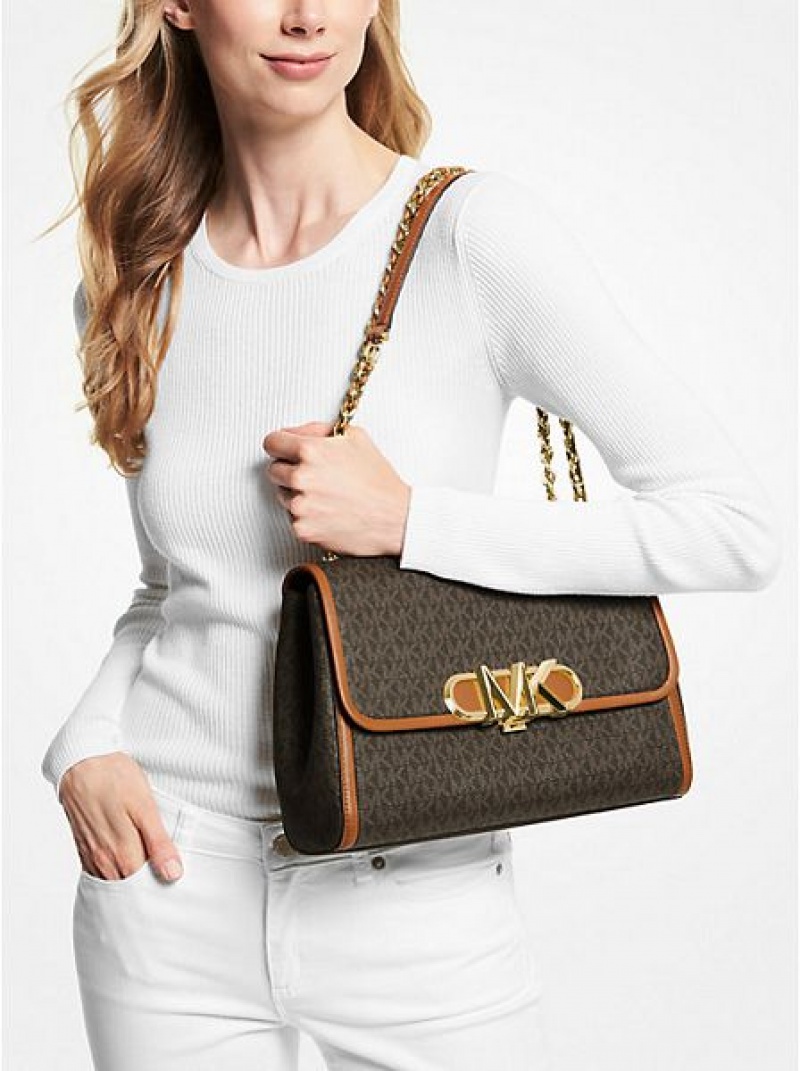 Dámské Kabelky Přes Rameno Michael Kors Parker Extra-large Logo Hnědé | 261480-ABI