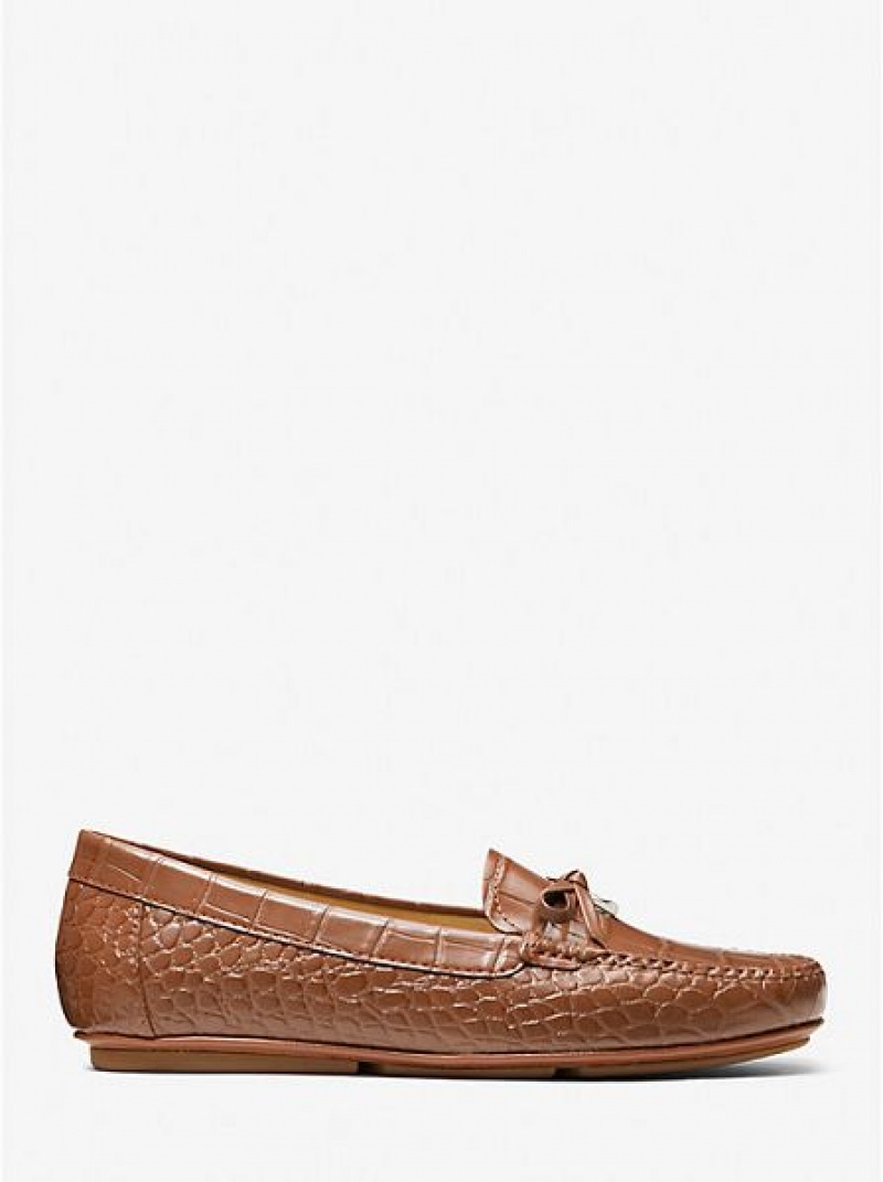 Dámské Loafers Michael Kors Juliette Crocodile Embossed Faux Læder Hnědé | 734961-CIJ