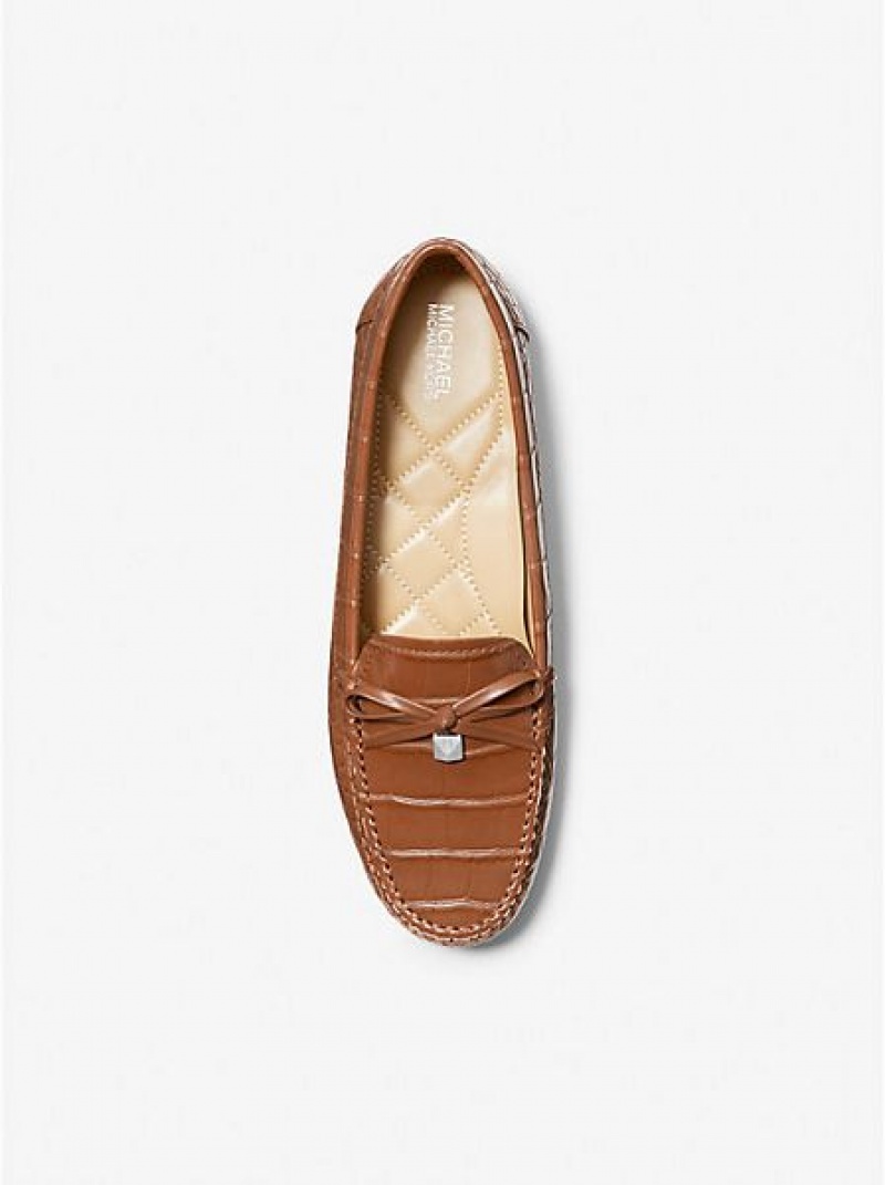 Dámské Loafers Michael Kors Juliette Crocodile Embossed Faux Læder Hnědé | 734961-CIJ