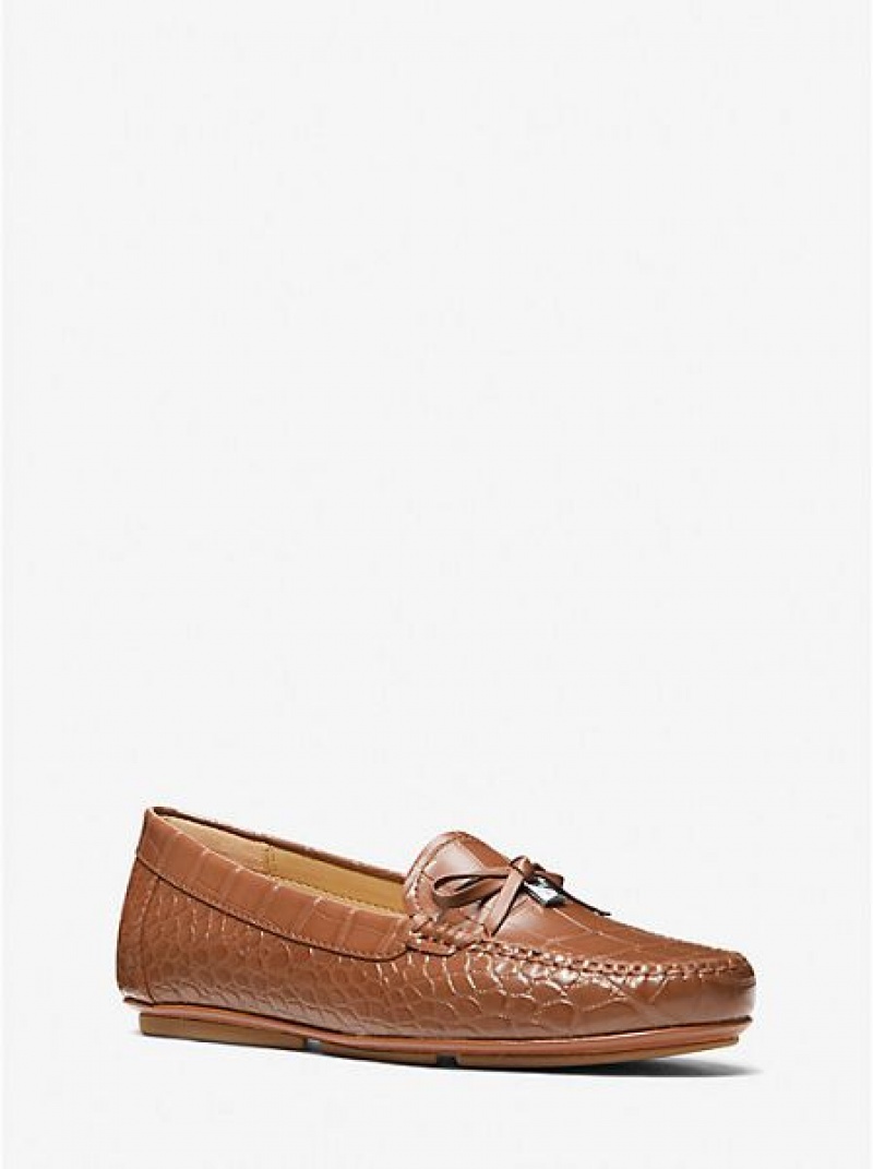 Dámské Loafers Michael Kors Juliette Crocodile Embossed Faux Læder Hnědé | 734961-CIJ