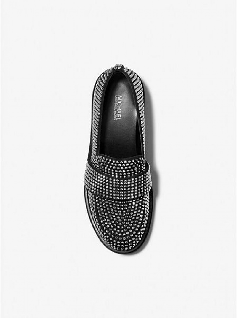 Dámské Loafers Michael Kors Parker Crystal Embellished Scuba Černé | 123704-IWZ