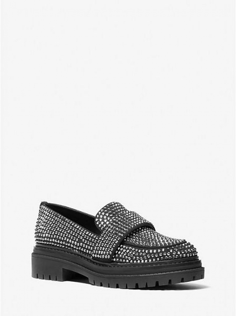 Dámské Loafers Michael Kors Parker Crystal Embellished Scuba Černé | 123704-IWZ