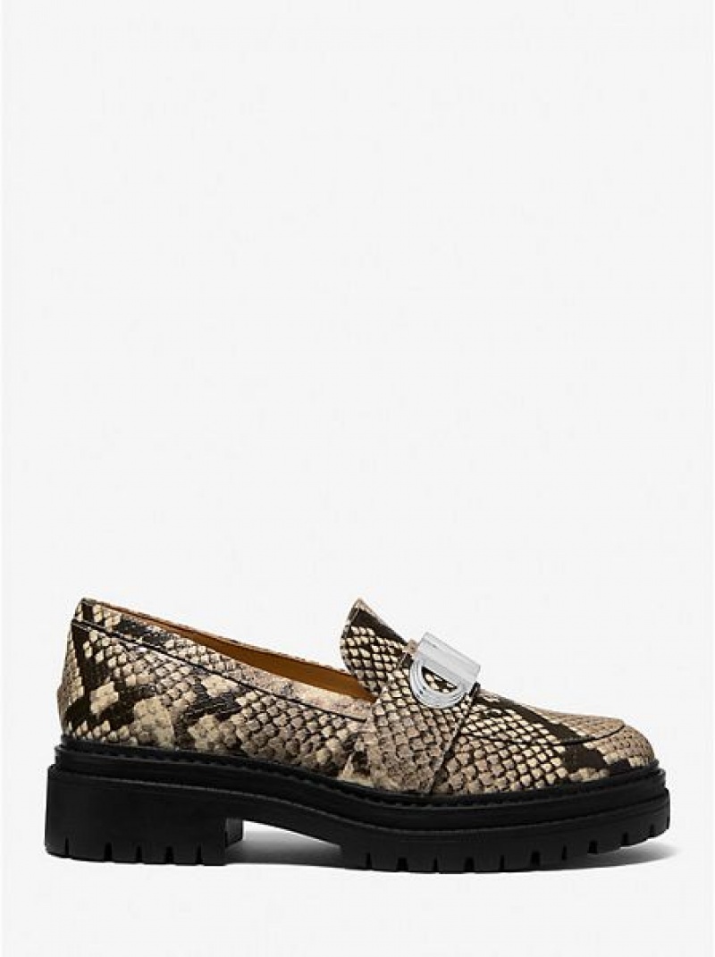 Dámské Loafers Michael Kors Parker Snake Embossed Faux Læder Hnědé | 819073-NTH