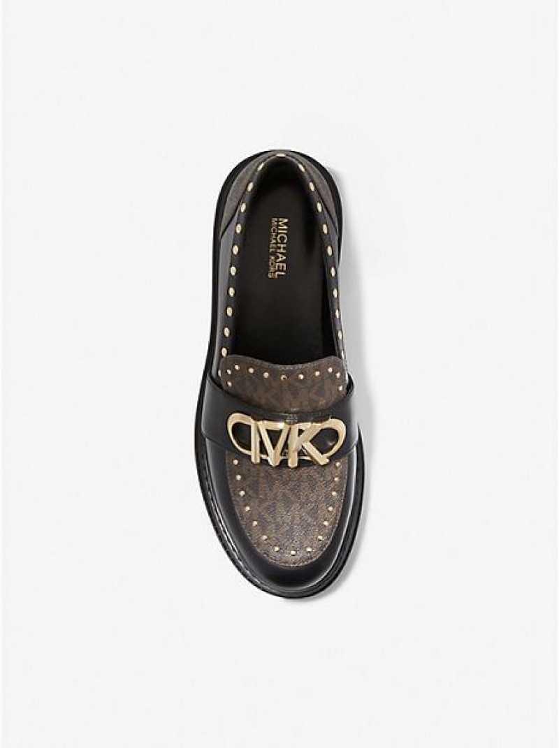 Dámské Loafers Michael Kors Parker Studded Læder And Logo Hnědé | 432890-UWM