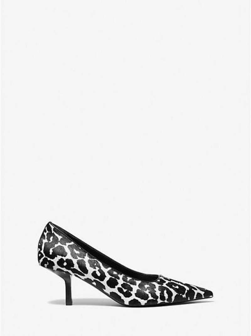 Dámské Lodičky Michael Kors Frankie Leopard Print Calf Hair Černé Bílé | 281764-DBX