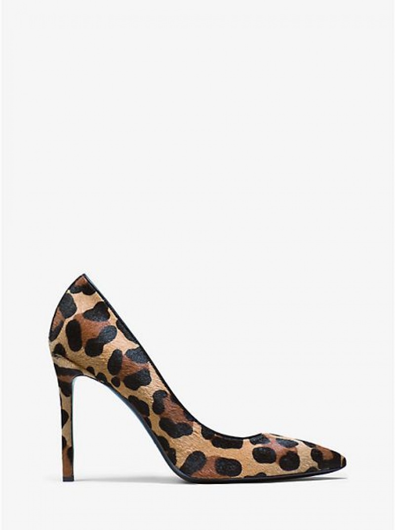 Dámské Lodičky Michael Kors Gretel Leopard Calf Hair Černé Hnědé | 472315-DGU