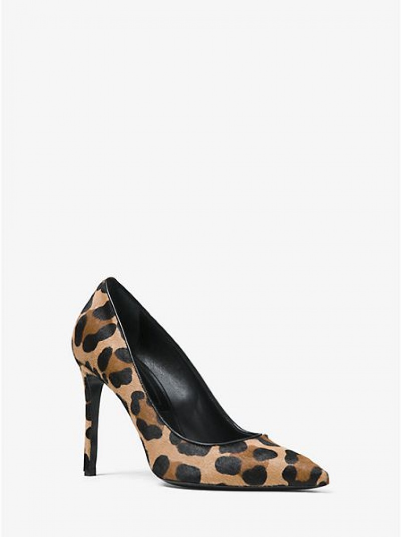 Dámské Lodičky Michael Kors Gretel Leopard Calf Hair Černé Hnědé | 472315-DGU