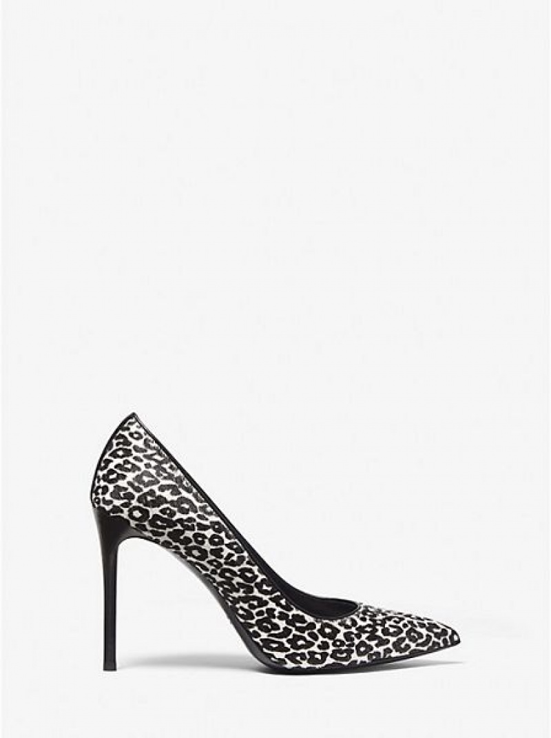 Dámské Lodičky Michael Kors Gretel Leopard Print Calf Hair Černé Bílé | 936127-BKJ